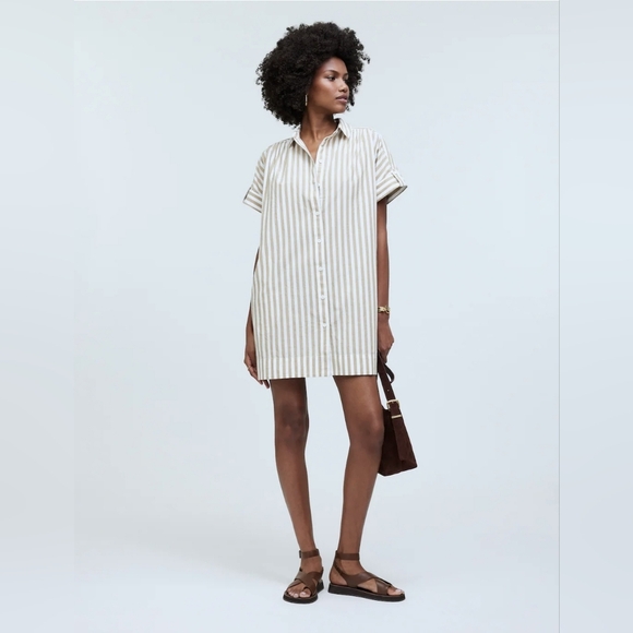 Madewell NWOT collared button front mini shirt dress size Small POCKETS! - Picture 6 of 13